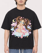 Mockup Boxy Heavyweight Tee Black male close-up 03