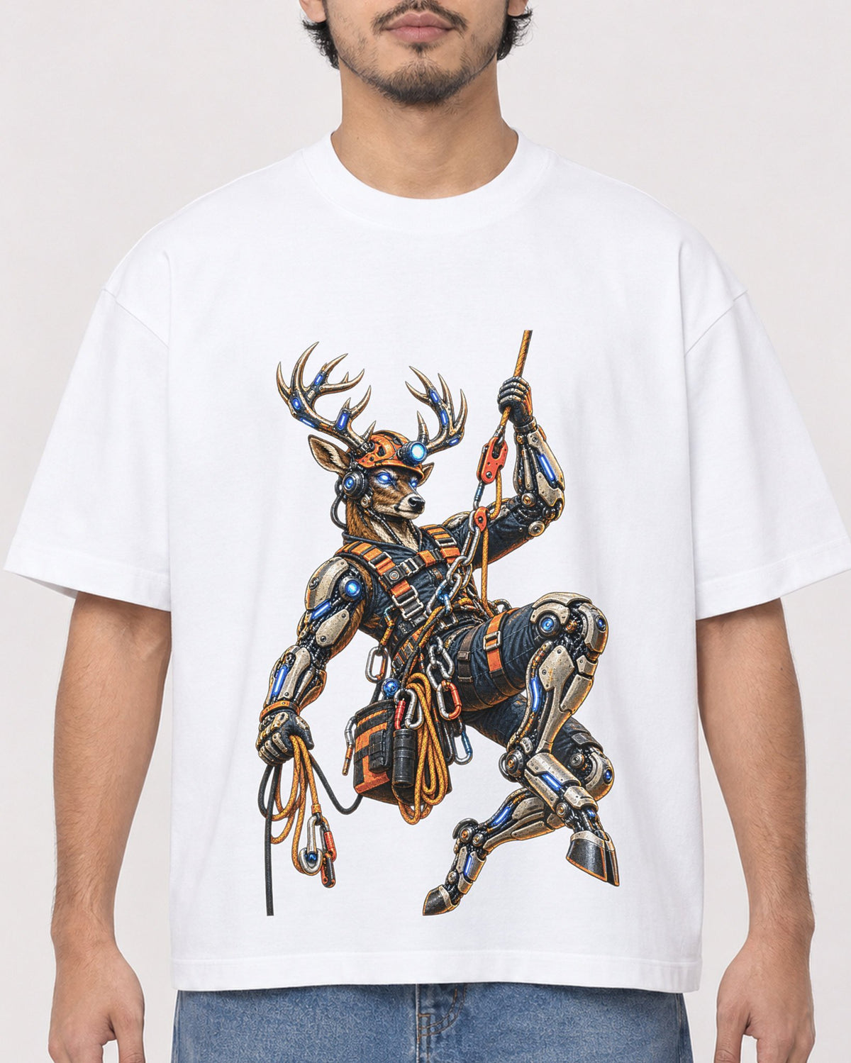 Mockup Boxy Heavyweight Tee White male close-up 02