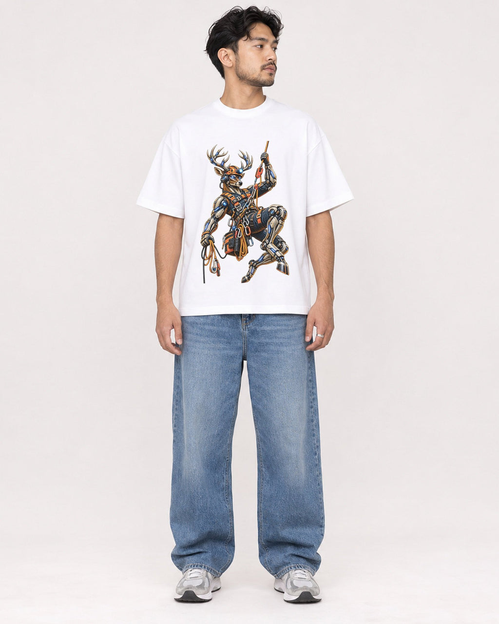 Mockup Boxy Heavyweight Tee White male full-body 02
