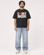 Mockup Boxy Heavyweight Tee Black male full-body 17