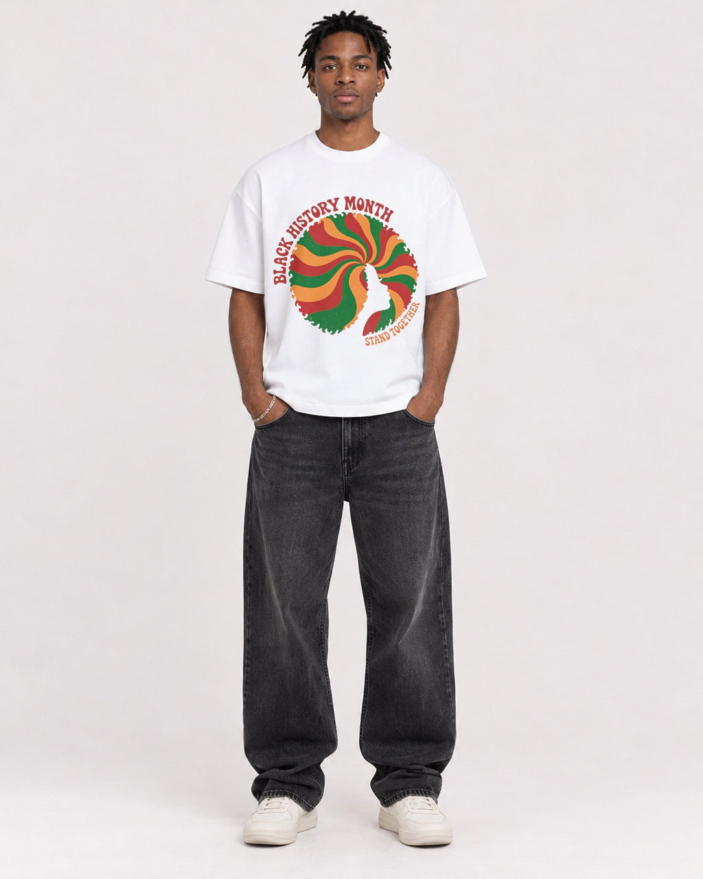 Mockup Boxy Heavyweight Tee White male full-body 05