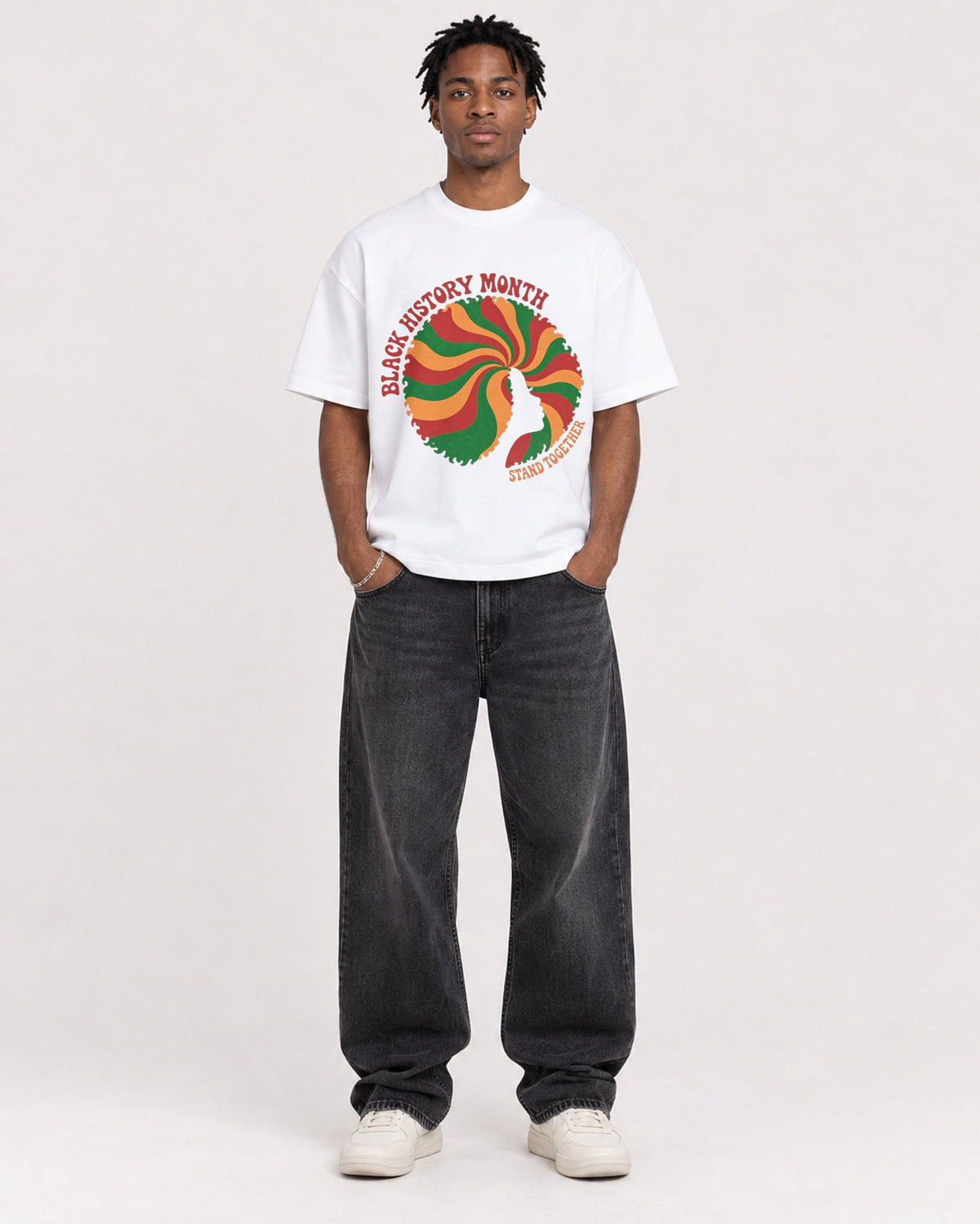 Mockup Boxy Heavyweight Tee White male full-body 05