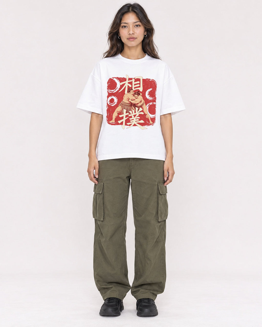 Mockup Boxy Heavyweight Tee White female full-body 02