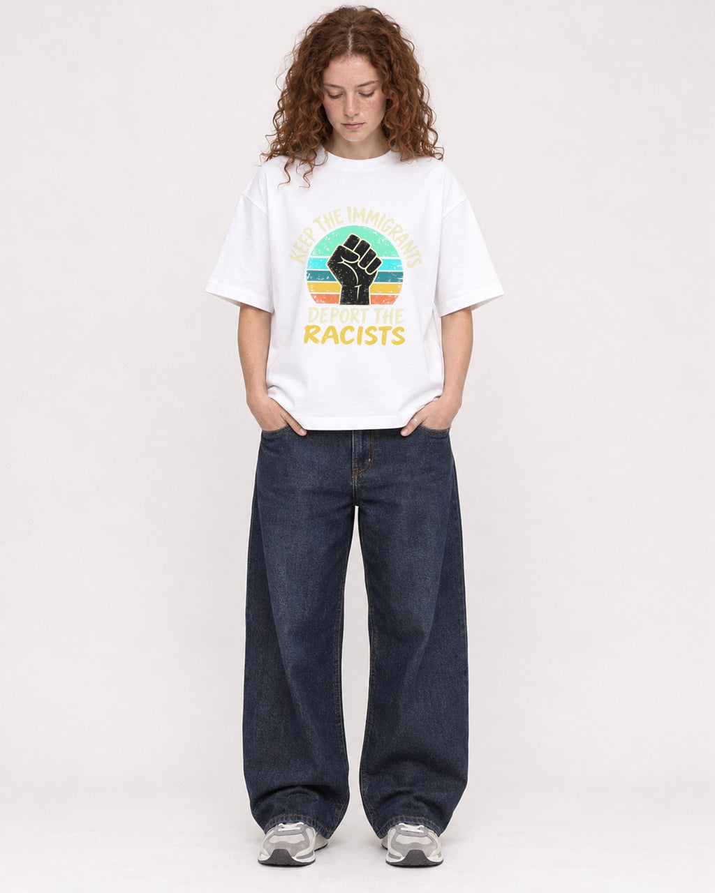 Mockup Boxy Heavyweight Tee White female full-body 09