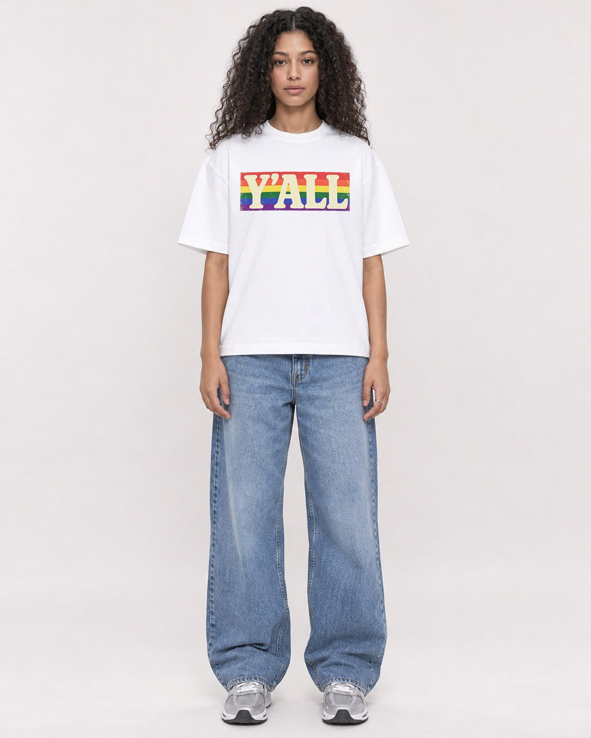 Mockup Boxy Heavyweight Tee White female full-body 10
