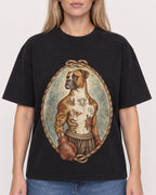 Mockup Boxy Heavyweight Tee Black female close-up 08