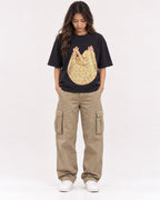 Mockup Boxy Heavyweight Tee Black female full-body 02
