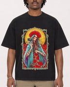 Mockup Boxy Heavyweight Tee Black male close-up 04