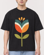 Mockup Boxy Heavyweight Tee Black male close-up 13