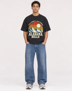 Mockup Boxy Heavyweight Tee Black male full-body 10