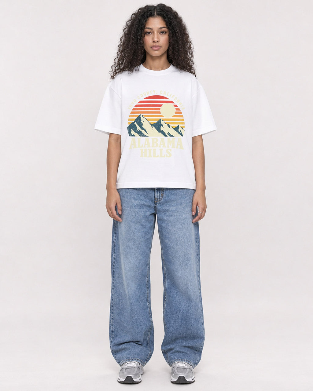 Mockup Boxy Heavyweight Tee White female full-body 10