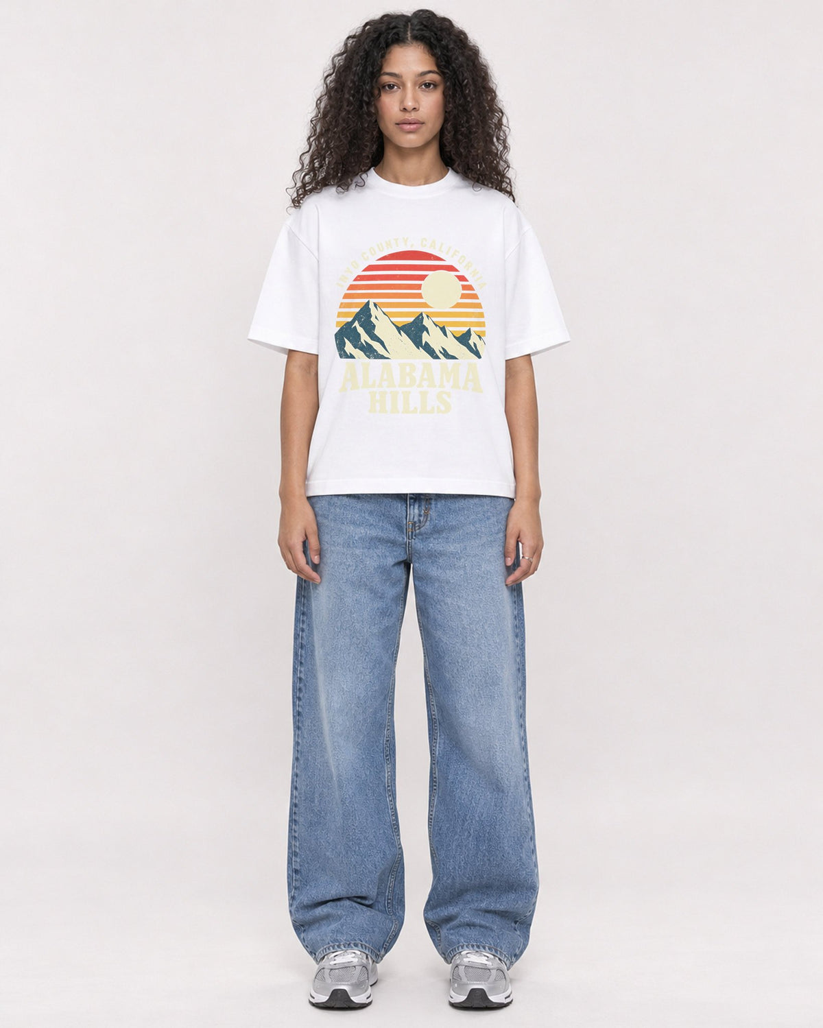 Mockup Boxy Heavyweight Tee White female full-body 10