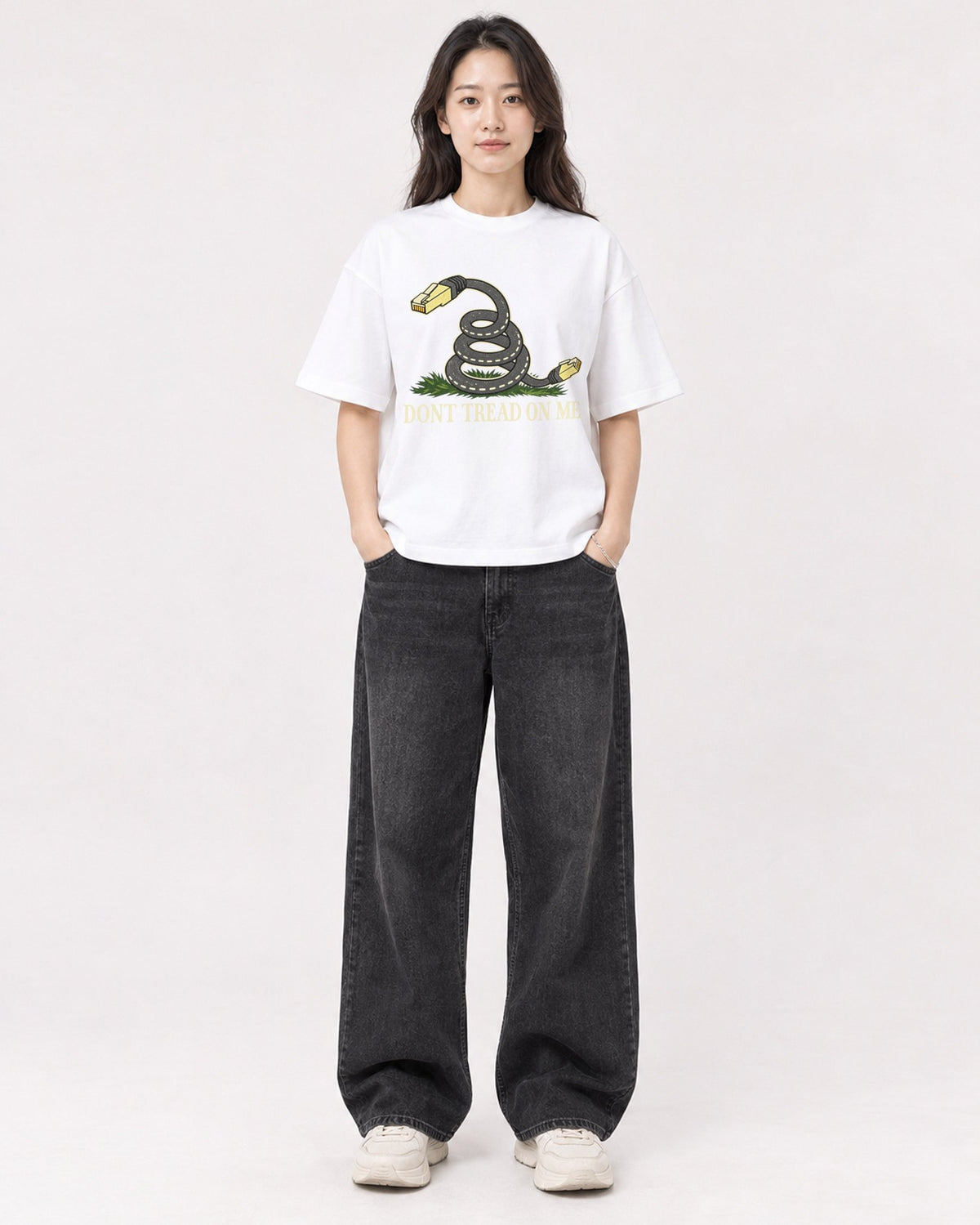 Mockup Boxy Heavyweight Tee White female full-body 03