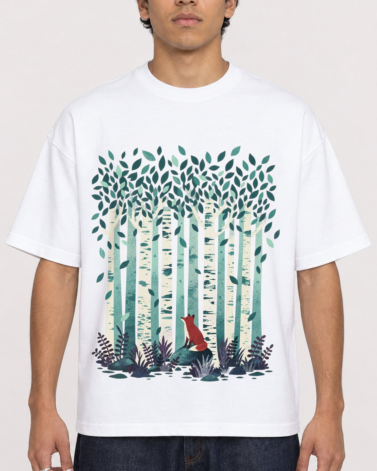 Mockup Boxy Heavyweight Tee White male close-up 46