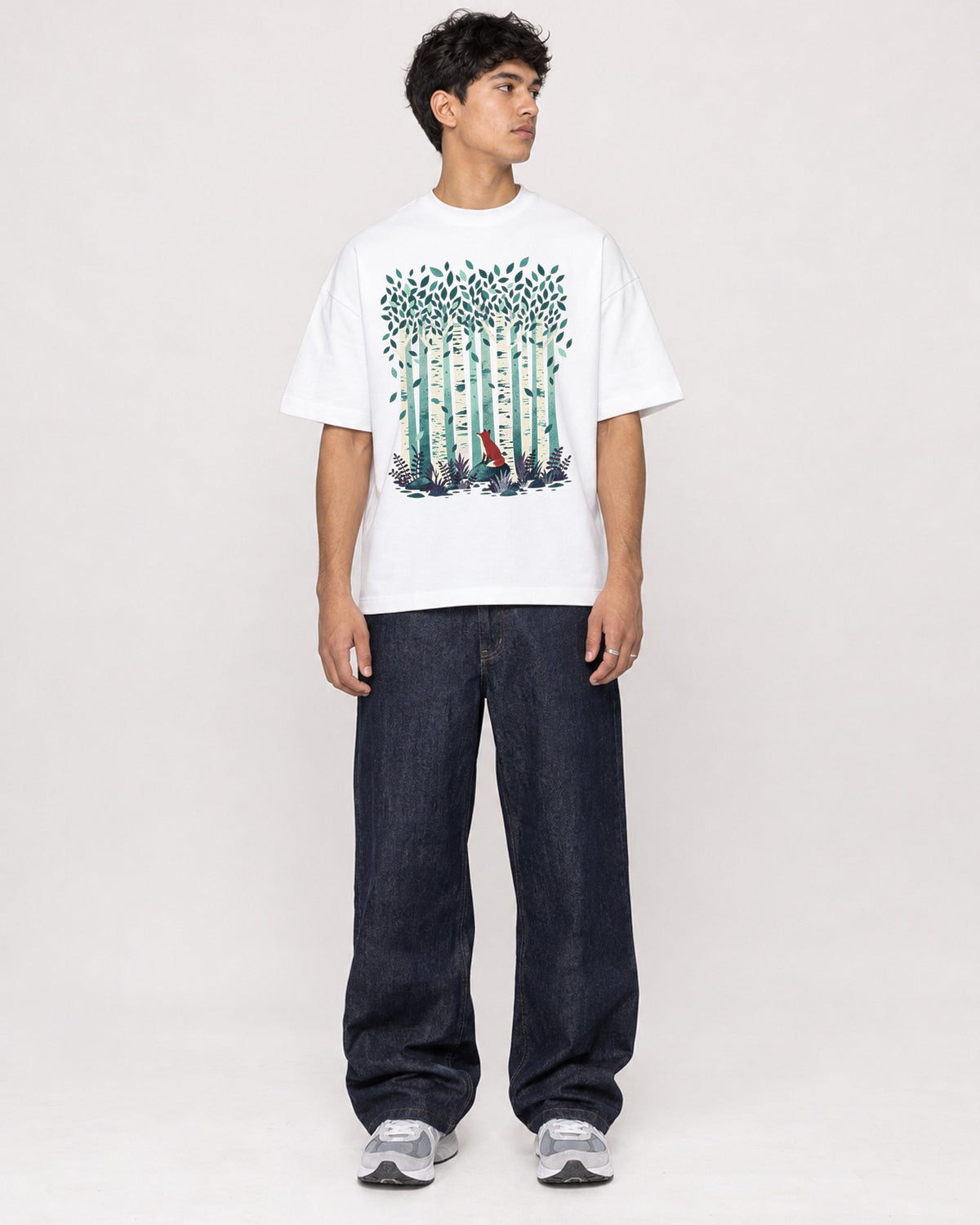 Mockup Boxy Heavyweight Tee White male full-body 46