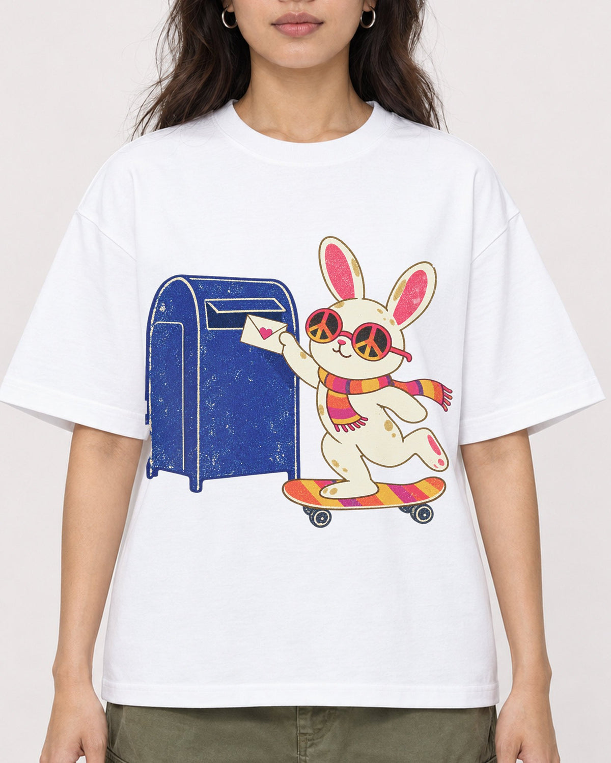 Mockup Boxy Heavyweight Tee White female close-up 02