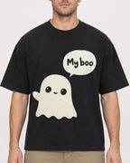 Mockup Boxy Heavyweight Tee Black male close-up 08