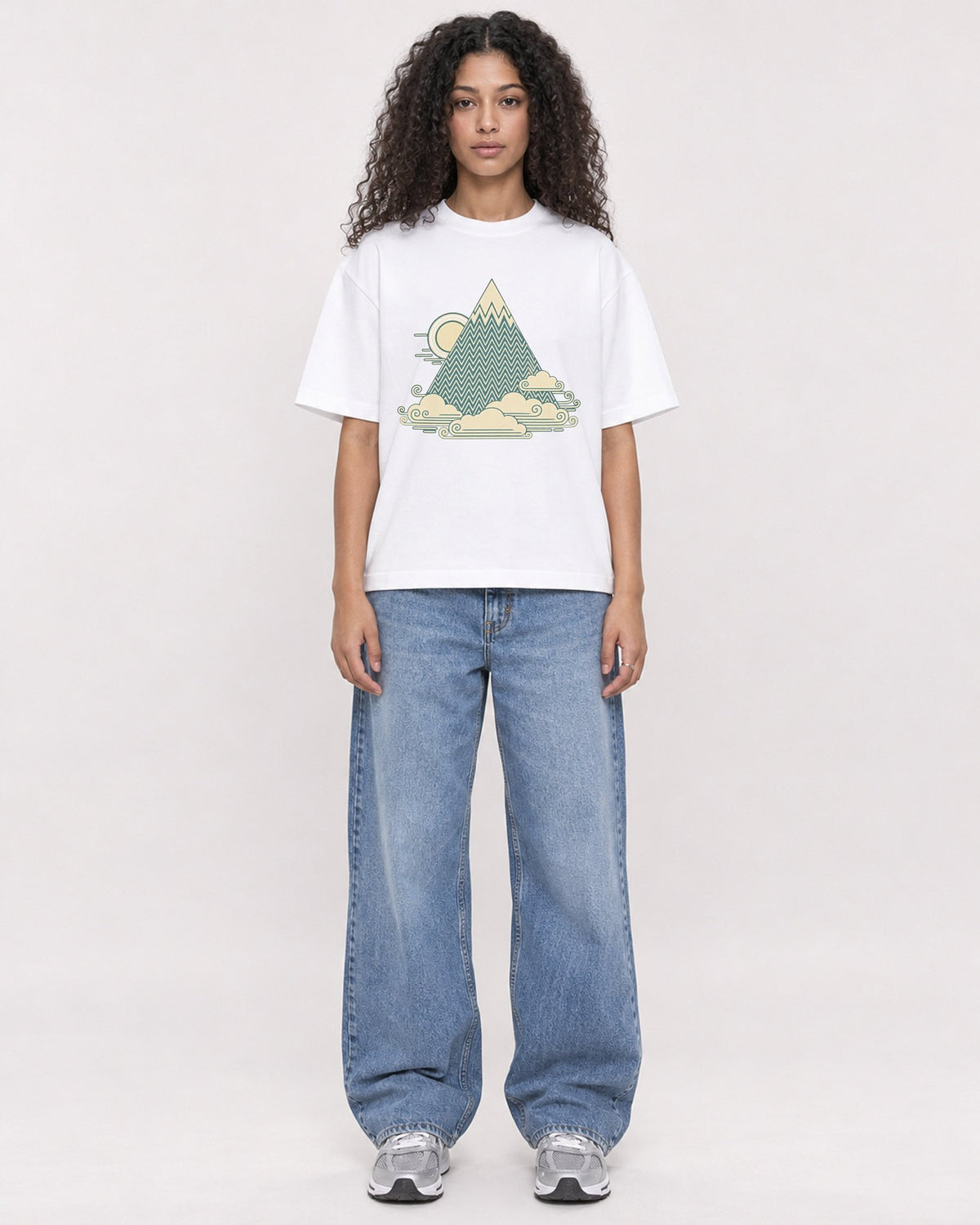 Mockup Boxy Heavyweight Tee White female full-body 10