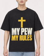 Mockup Boxy Heavyweight Tee Black male close-up 01