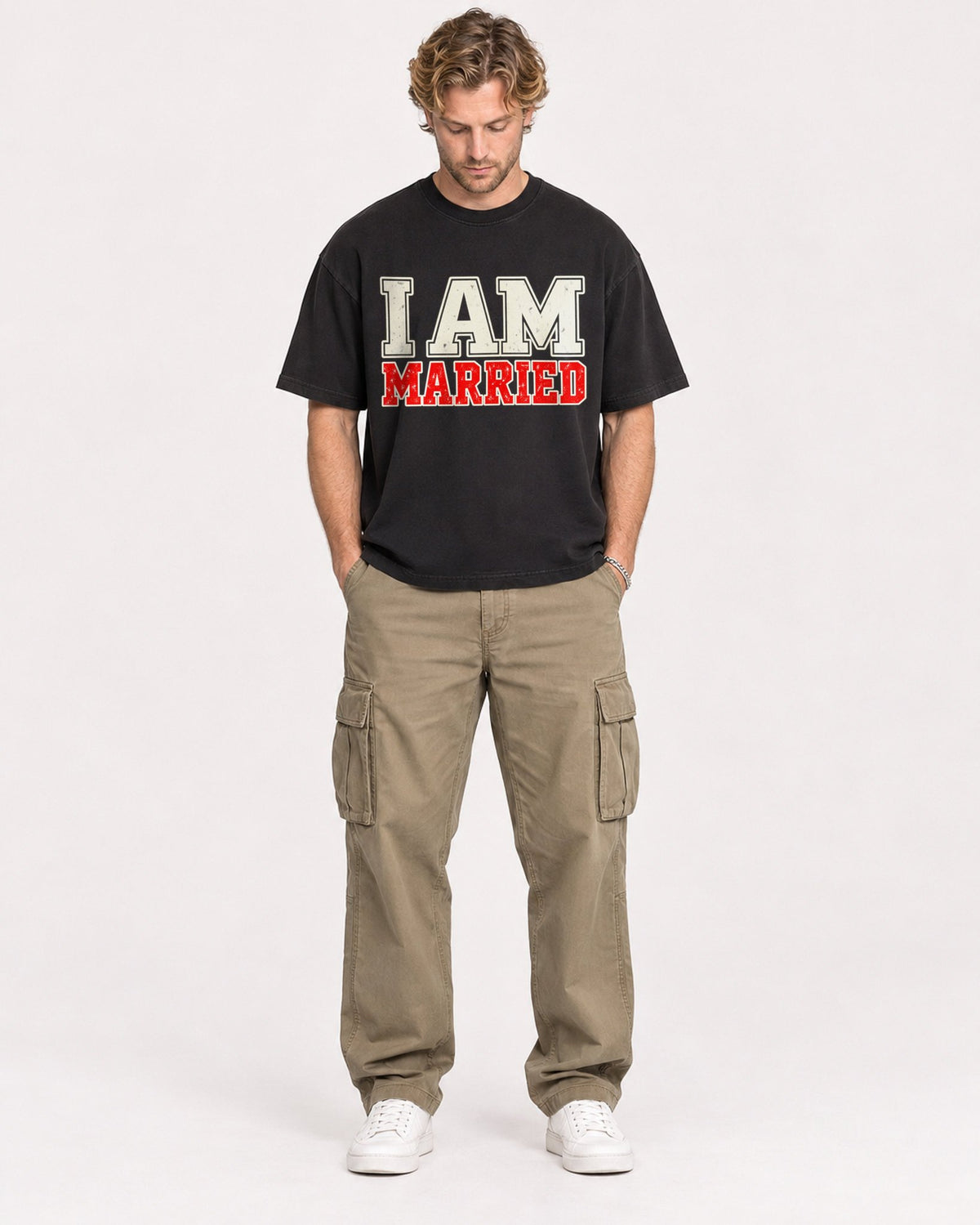 Mockup Boxy Heavyweight Tee Black male full-body 28