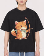 Mockup Boxy Heavyweight Tee Black male close-up 11