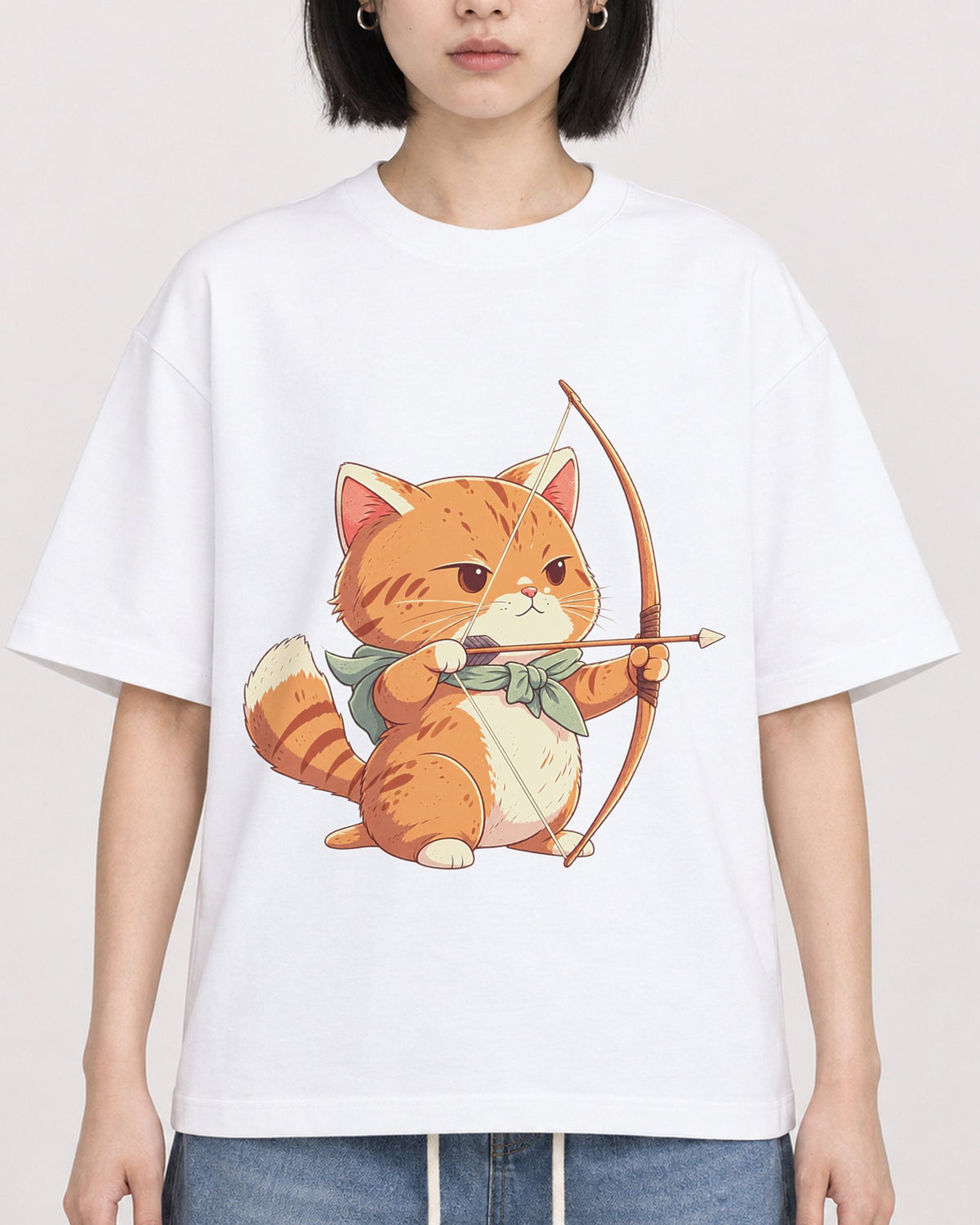 Mockup Boxy Heavyweight Tee White female close-up 11