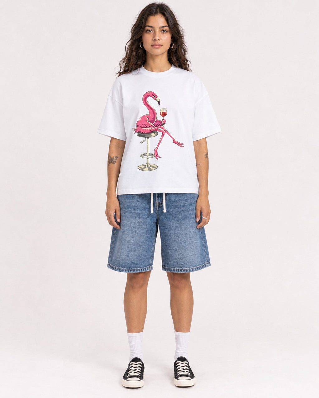 Mockup Boxy Heavyweight Tee White female full-body 06