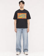Mockup Boxy Heavyweight Tee Black male full-body 13