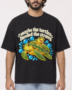 Mockup Boxy Heavyweight Tee Black male close-up 17