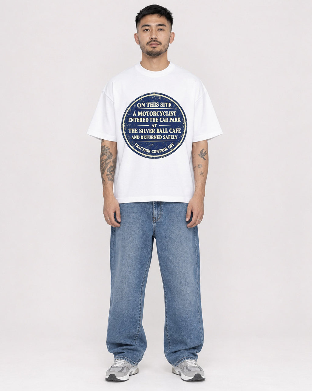 Mockup Boxy Heavyweight Tee White male full-body 12