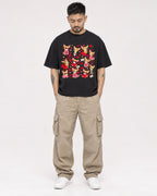 Mockup Boxy Heavyweight Tee Black male full-body 12
