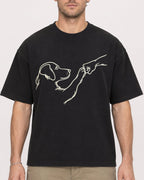 Mockup Boxy Heavyweight Tee Black male close-up 08