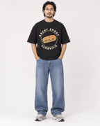 Mockup Boxy Heavyweight Tee Black male full-body 22