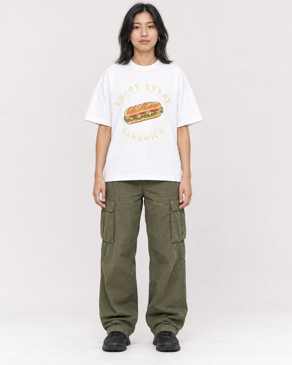 Mockup Boxy Heavyweight Tee White female full-body 22