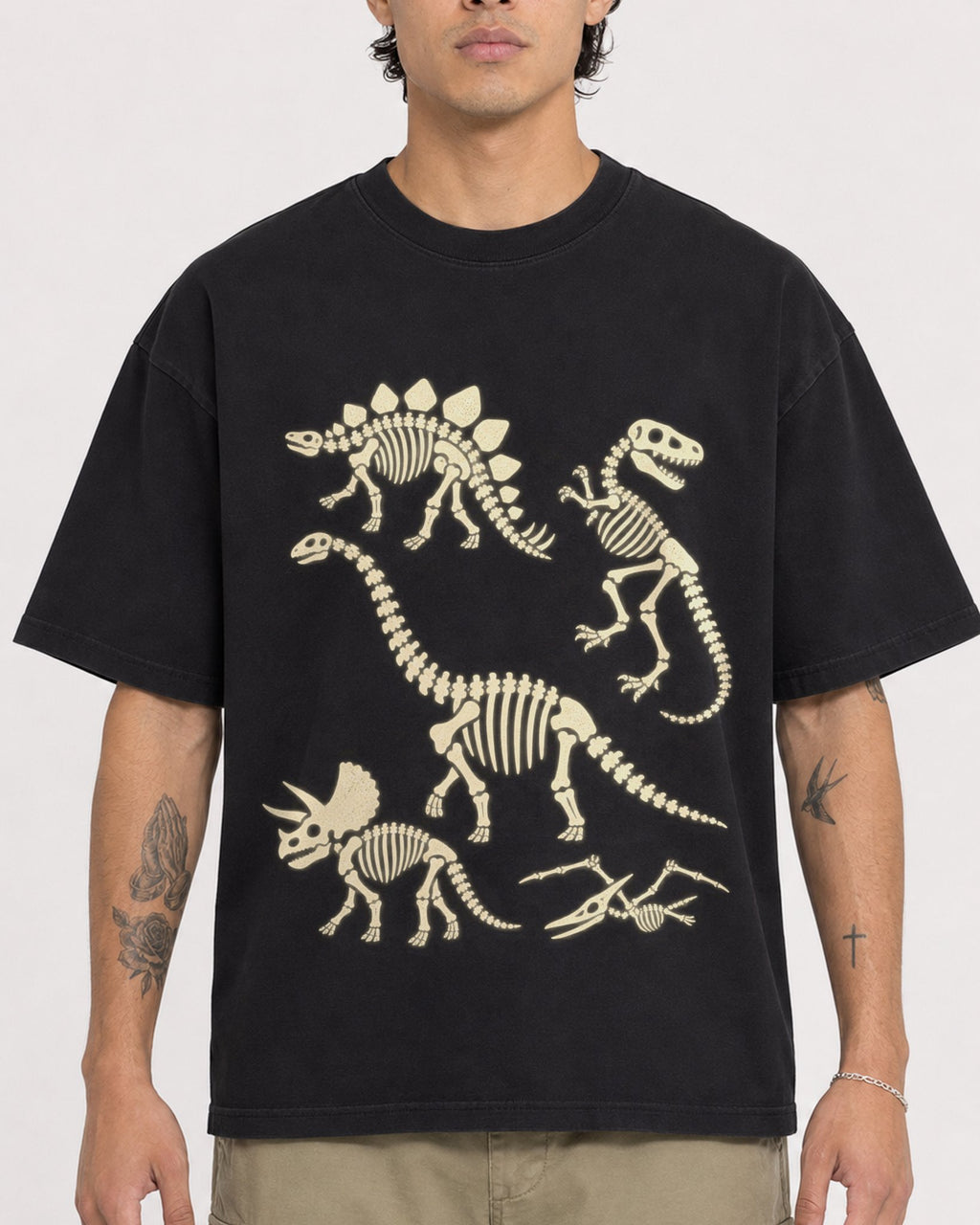 Mockup Boxy Heavyweight Tee Black male close-up 36