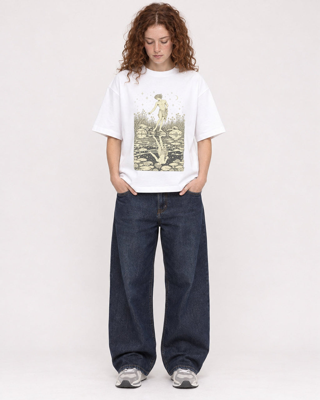 Mockup Boxy Heavyweight Tee White female full-body 09