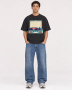 Mockup Boxy Heavyweight Tee Black male full-body 10