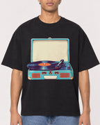 Mockup Boxy Heavyweight Tee Black male close-up 10