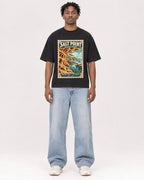 Mockup Boxy Heavyweight Tee Black male full-body 05