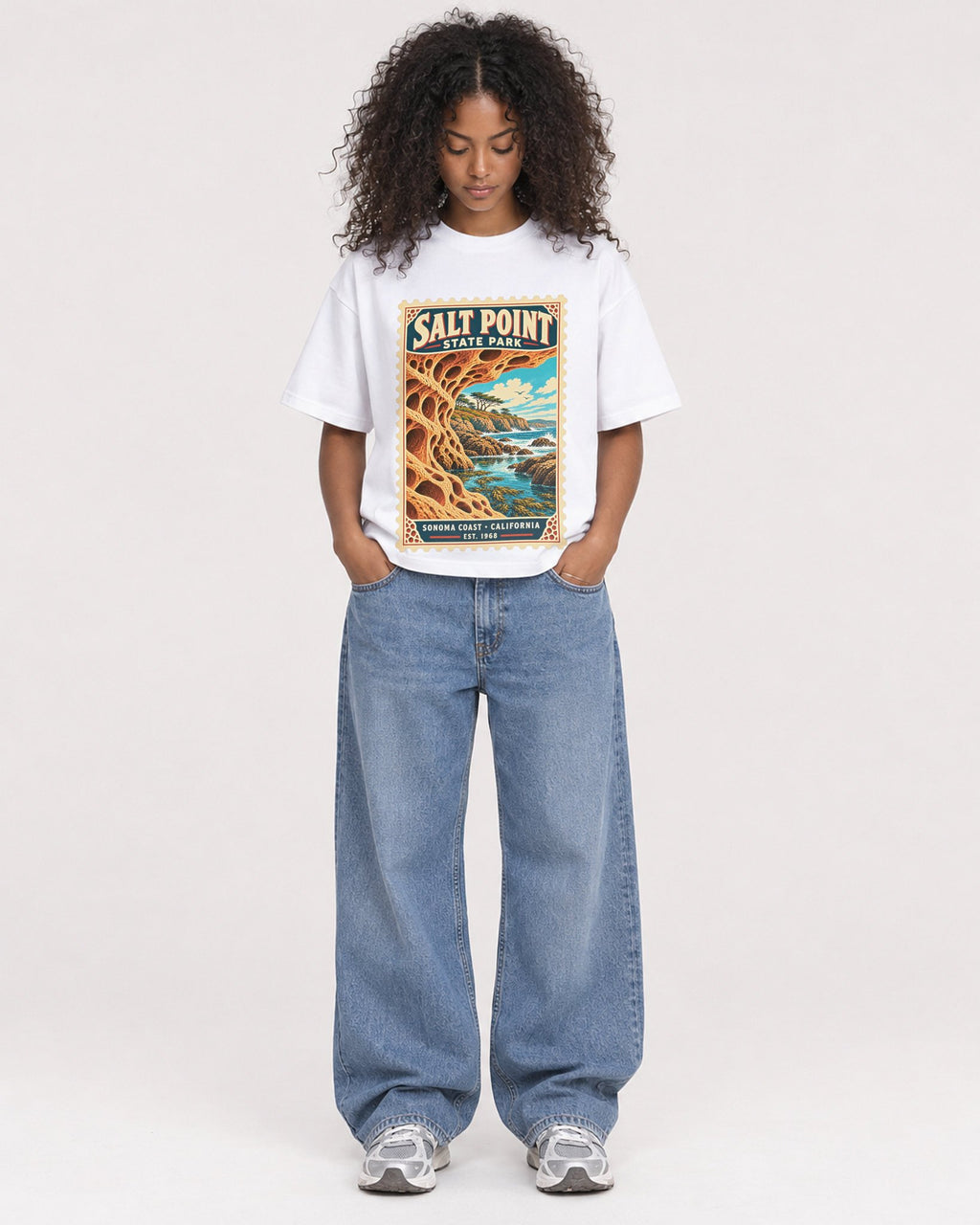 Mockup Boxy Heavyweight Tee White female full-body 05