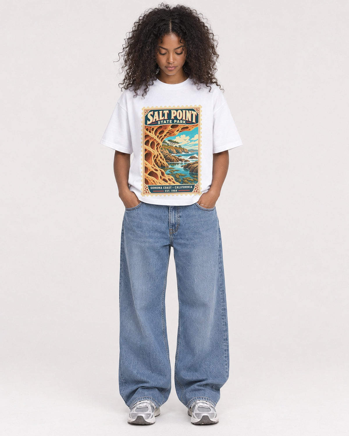 Mockup Boxy Heavyweight Tee White female full-body 05