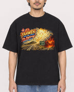 Mockup Boxy Heavyweight Tee Black male close-up 02