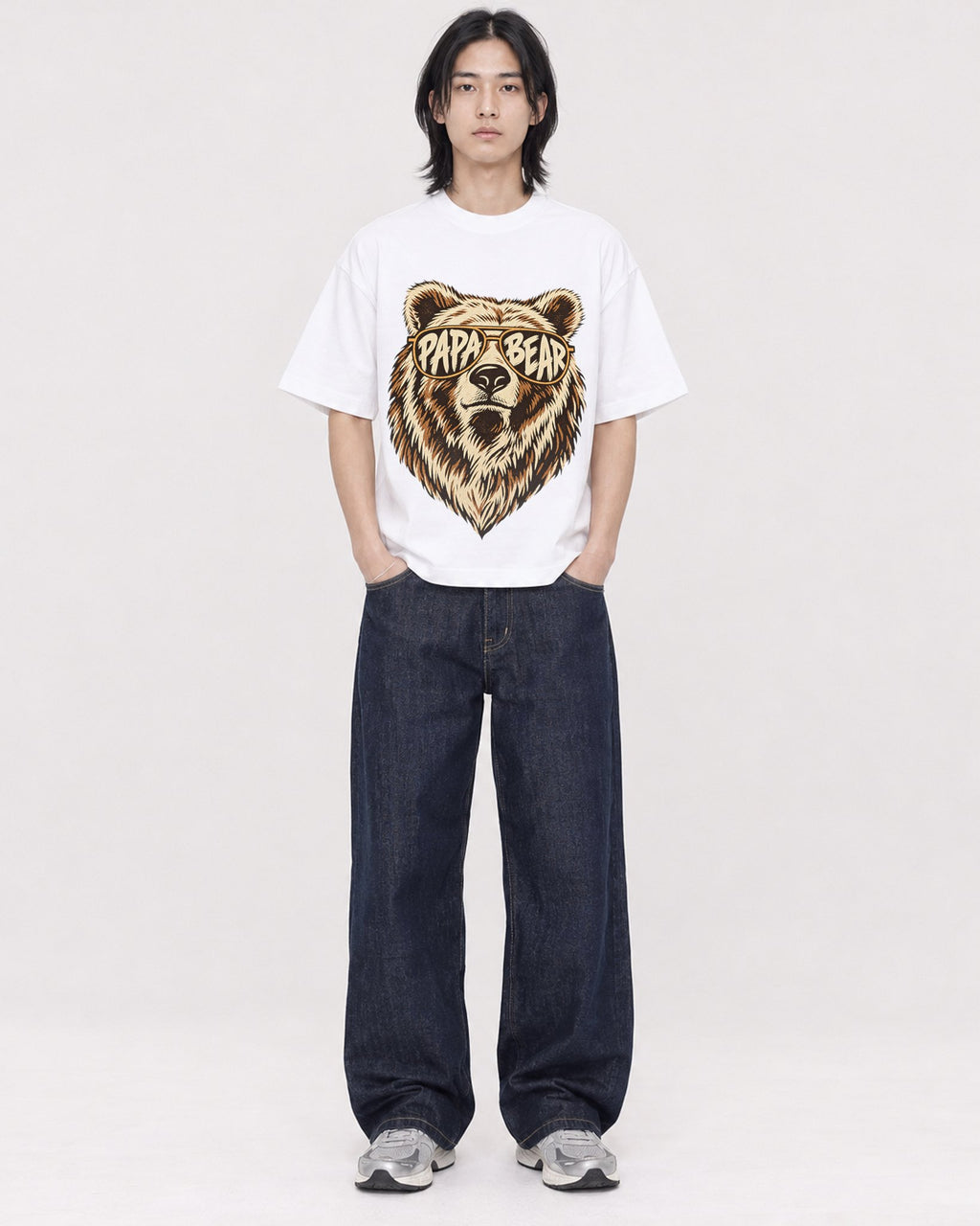 Mockup Boxy Heavyweight Tee White male full-body 41