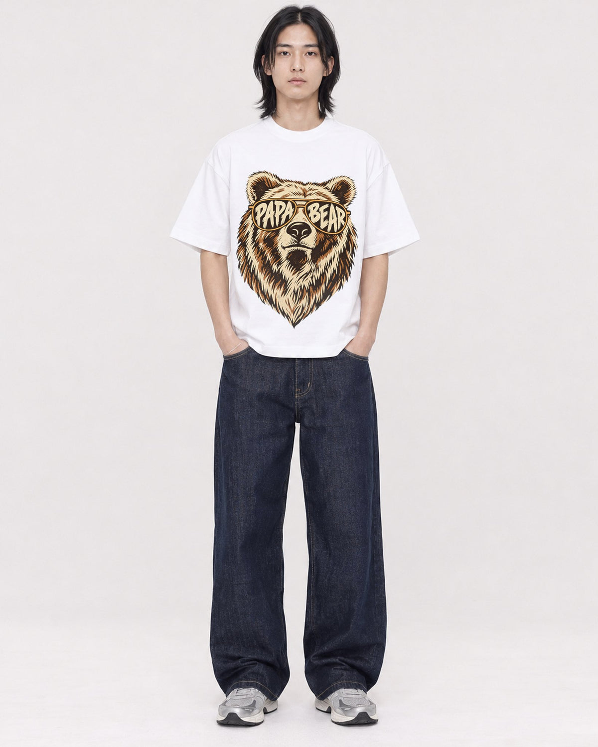Mockup Boxy Heavyweight Tee White male full-body 41