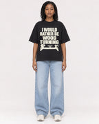 Mockup Boxy Heavyweight Tee Black female full-body 15