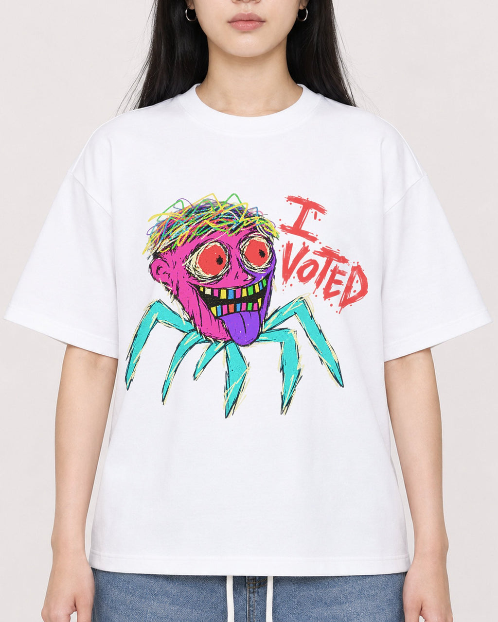 Mockup Boxy Heavyweight Tee White female close-up 01