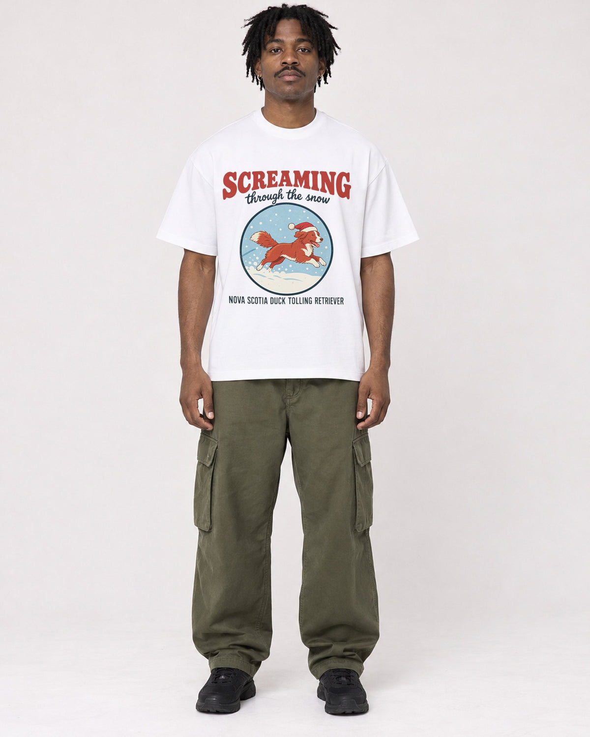 Mockup Boxy Heavyweight Tee White male full-body 04