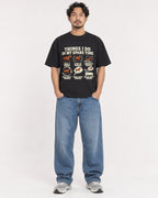 Mockup Boxy Heavyweight Tee Black male full-body 02