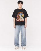 Mockup Boxy Heavyweight Tee Black male full-body 01