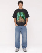 Mockup Boxy Heavyweight Tee Black male full-body 06